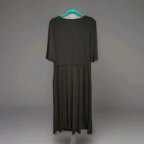 Girl With Curves Knit Midi Dress with Flutter Sleeve Black Tall Medium Pockets - Picture 5 of 12